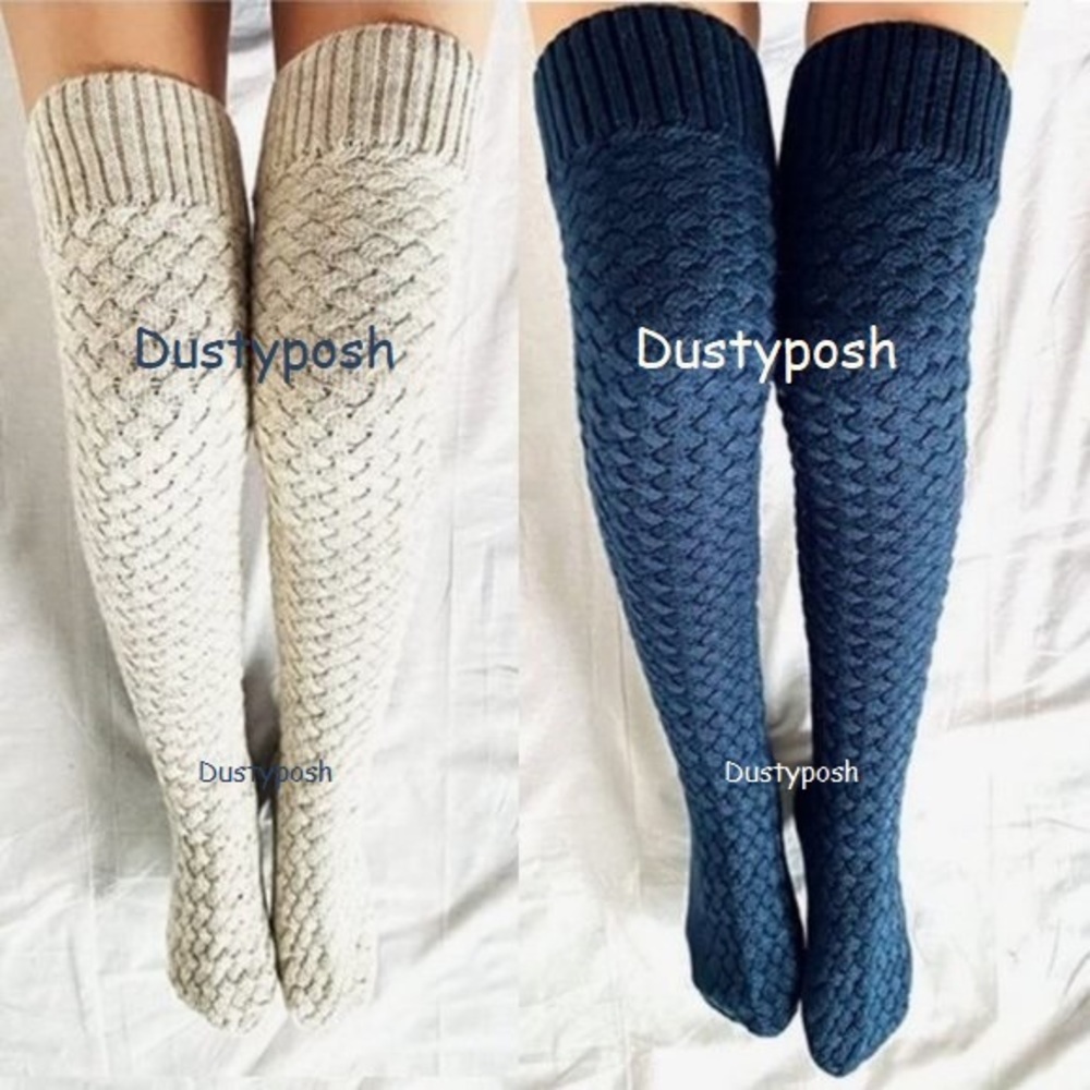 Cable Knit Basket Weave Over Knee High Socks Girls Fall Winter School Boot New
